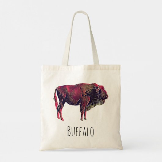 Buffalo Portrait Design für Bison oder Weiße Tiere Tragetasche (Rückseite)