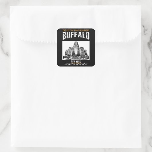 Buffalo Quadratischer Aufkleber (Tasche)