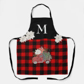 Buffalo Red Black Kariert Holiday Monogram Truck Schürze (Vorderseite)