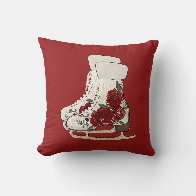 Buffalo Red Cabin Ice Skate Kissen (Vorderseite)