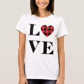 Buffalo Red Kariert Heart Liebe T - Shirt (Vorderseite)
