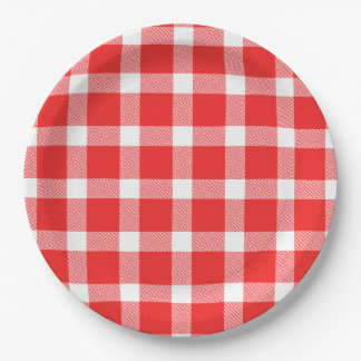 Buffalo Rot-Weiß Karo Feiertags-Picknick Klassiker Pappteller