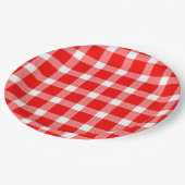 Buffalo Rot-Weiß Karo Ferien Picknick Klassiker Pappteller (Schrägansicht)