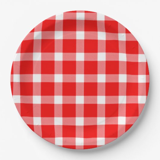 Buffalo Rot-Weiß Karo Ferien Picknick Klassiker Pappteller (Vorderseite)