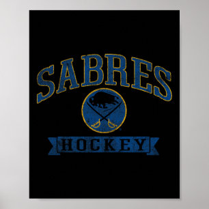 Buffalo Sabres Vintage-Hockey Weiß Nhl Offiziell l Poster