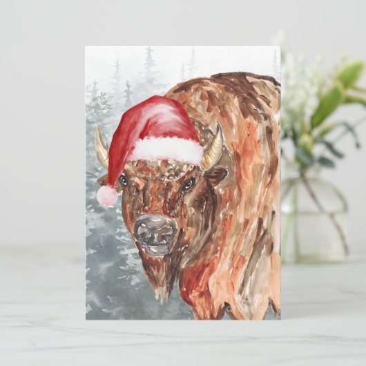 Buffalo Santa Feiertagskarte (Stehend Vorderseite)