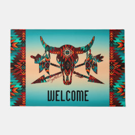Buffalo-Schädel und Arrow-Türmatte Fußmatte
