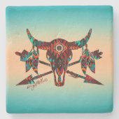 Buffalo-Schädel und Untersetzer aus Stein (Vorderseite)