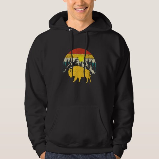 Buffalo Silhouette Bison Fluffy Cows Buffalo Mamm Hoodie (Vorderseite)