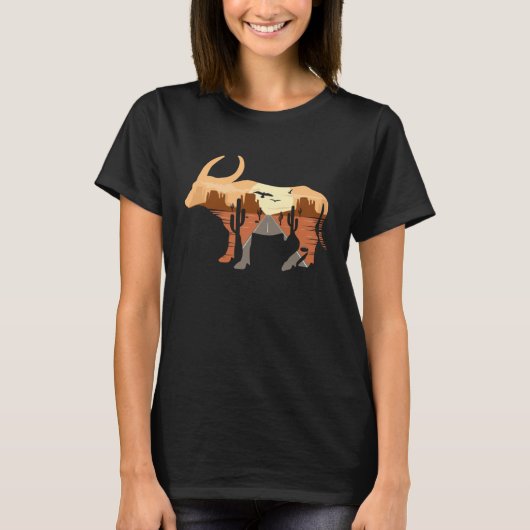 Buffalo silhouette Desert Cacti Monument Valley T-Shirt (Vorderseite)