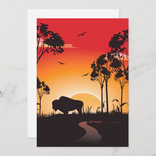 Buffalo Silhouette Einladung (Vorne/Hinten)