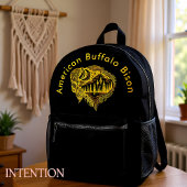Buffalo-Silhouette mit Bergbau Bedruckter Rucksack