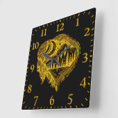 Buffalo-Silhouette mit Bergbau Quadratische Wanduhr (Winkel)