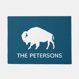 Buffalo Silhouette Personalisiert Blau und Weiß Fußmatte