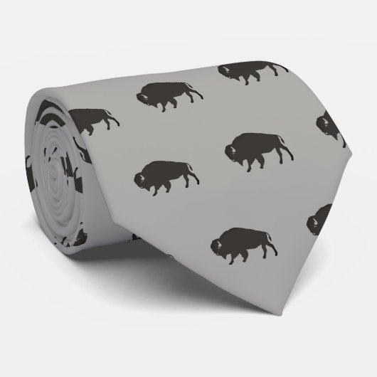 Buffalo Silhouetten Pattern Wildtiere Bison Krawatte (Gerollt)