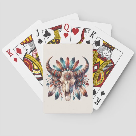 Buffalo Skull and Feathers Native Play Cards Spielkarten (Rückseite)