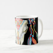 Buffalo Skull: Aquarellfarbener schwarzer Hintergr Kaffeetasse (VorderseiteRechts)