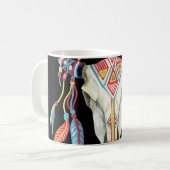 Buffalo Skull: Aquarellfarbener schwarzer Hintergr Kaffeetasse (Vorderseite Links)