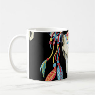 Buffalo Skull: Aquarellfarbener schwarzer Hintergr Kaffeetasse