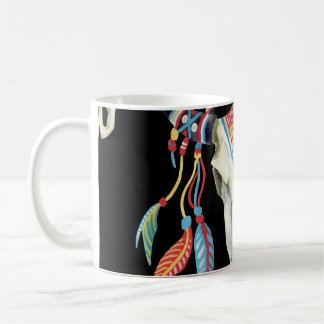 Buffalo Skull: Aquarellfarbener schwarzer Hintergr Kaffeetasse