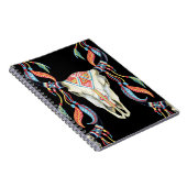 Buffalo Skull: Aquarellfarbener schwarzer Hintergr Notizblock (Rechte Seite)