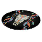 Buffalo Skull: Aquarellfarbener schwarzer Hintergr Schneidebrett (Ecke)