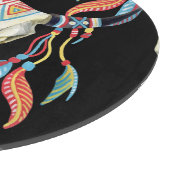 Buffalo Skull: Aquarellfarbener schwarzer Hintergr Schneidebrett (Ecke)