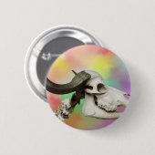 Buffalo Skull auf einem Aquarellbild Button (Vorne & Hinten)
