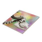 Buffalo Skull auf einem Aquarellbild Fliese (Seite)