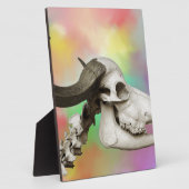 Buffalo Skull auf einem Aquarellbild Fotoplatte (Seite)