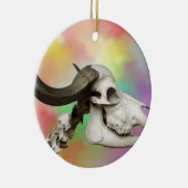 Buffalo Skull auf einem Aquarellbild Keramik Ornament (Rechts)
