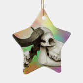 Buffalo Skull auf einem Aquarellbild Keramik Ornament (Rechts)