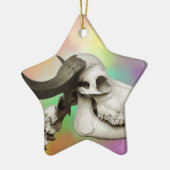 Buffalo Skull auf einem Aquarellbild Keramik Ornament (Links)