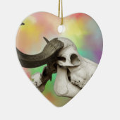 Buffalo Skull auf einem Aquarellbild Keramikornament (Rechts)