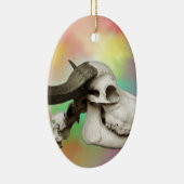 Buffalo Skull auf einem Aquarellbild Keramikornament (Rechts)
