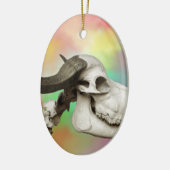 Buffalo Skull auf einem Aquarellbild Keramikornament (Links)