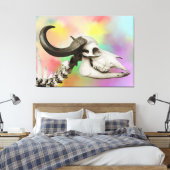 Buffalo Skull auf einem Aquarellbild Leinwanddruck (Insitu (Schlafzimmer))
