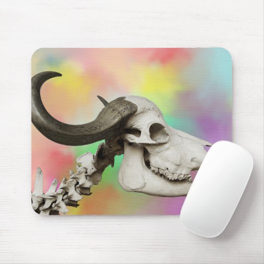 Buffalo Skull auf einem Aquarellbild Mousepad (Mit Mouse)