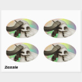 Buffalo Skull auf einem Aquarellbild Ovaler Aufkleber (Blatt)