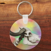 Buffalo Skull auf einem Aquarellbild Schlüsselanhänger (Vorderseite)