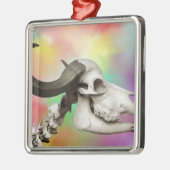 Buffalo Skull auf einem Aquarellbild Silbernes Ornament (Links)