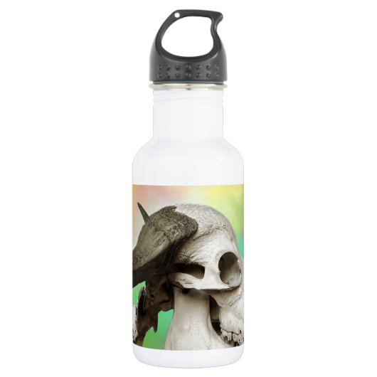 Buffalo Skull auf einem Aquarellbild Trinkflasche (Vorderseite)