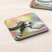 Buffalo Skull auf einem Aquarellbild Untersetzer (Linke Seite)