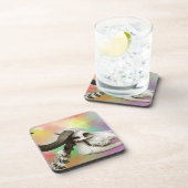 Buffalo Skull auf einem Aquarellbild Untersetzer (Rechte Seite)