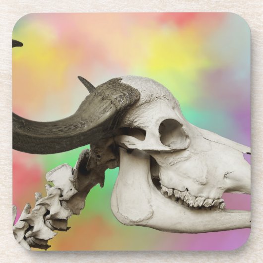 Buffalo Skull auf einem Aquarellbild Untersetzer (Vorderseite)