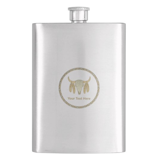 Buffalo Skull Flachmann (Vorderseite)