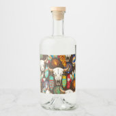 Buffalo Skull Native American Emblem Alkoholflaschenetikett (Vorderseite)