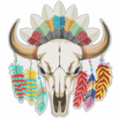Buffalo Skull Native American Emblem Aufkleber (Vorderseite)