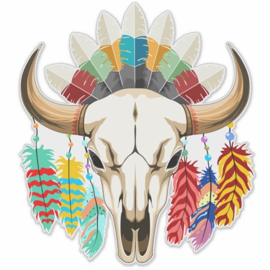 Buffalo Skull Native American Emblem Aufkleber (Vorderseite)