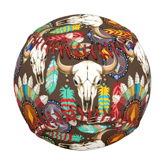 Buffalo Skull Native American Emblem Baseball (Rückseite)